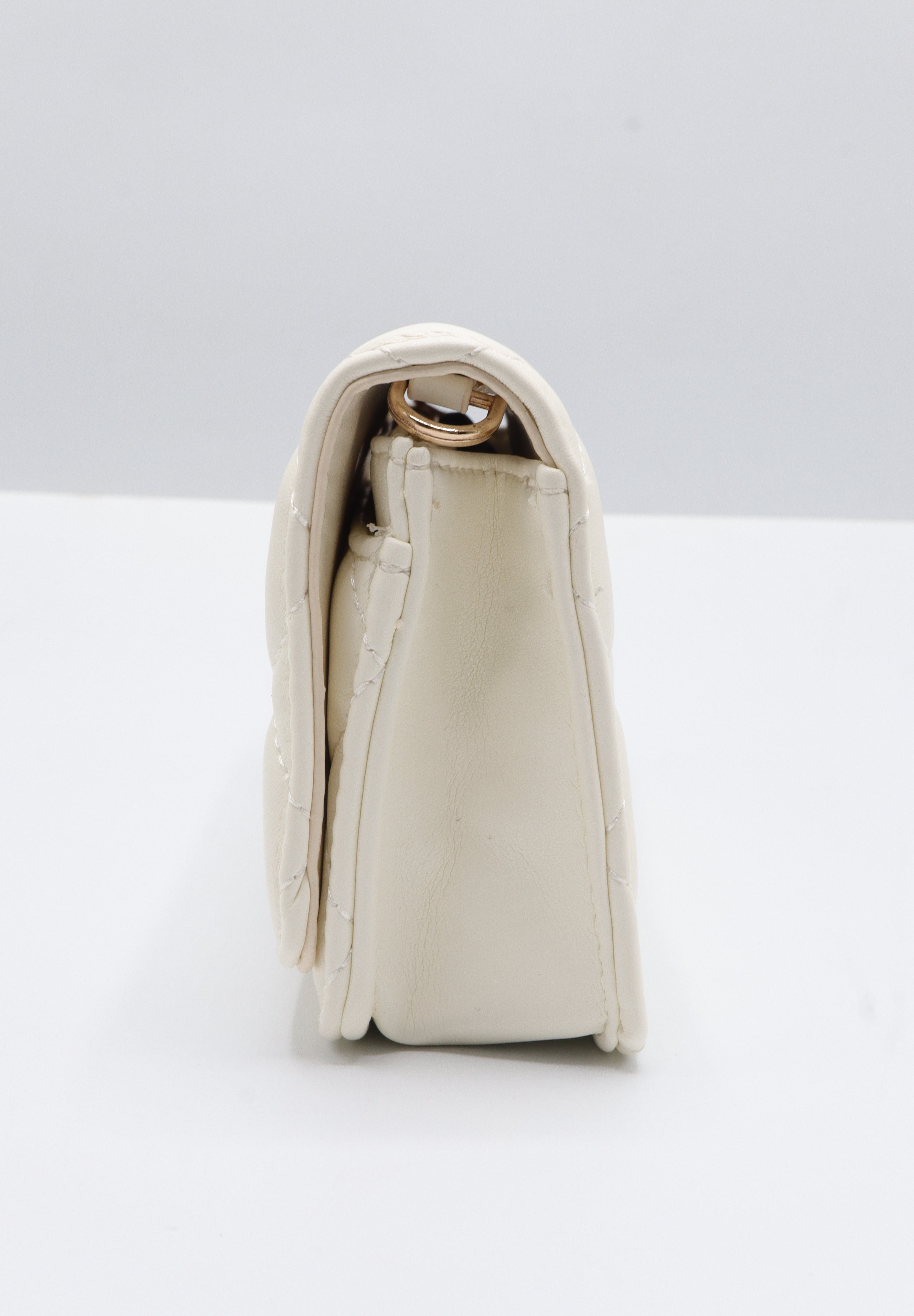 Charles & Keith Quilted WOC | Chalk White & Gold Chain