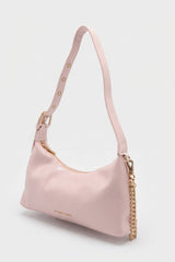 Charles & Keith Patent Shoulder Bag | Pastel Pink & Gold