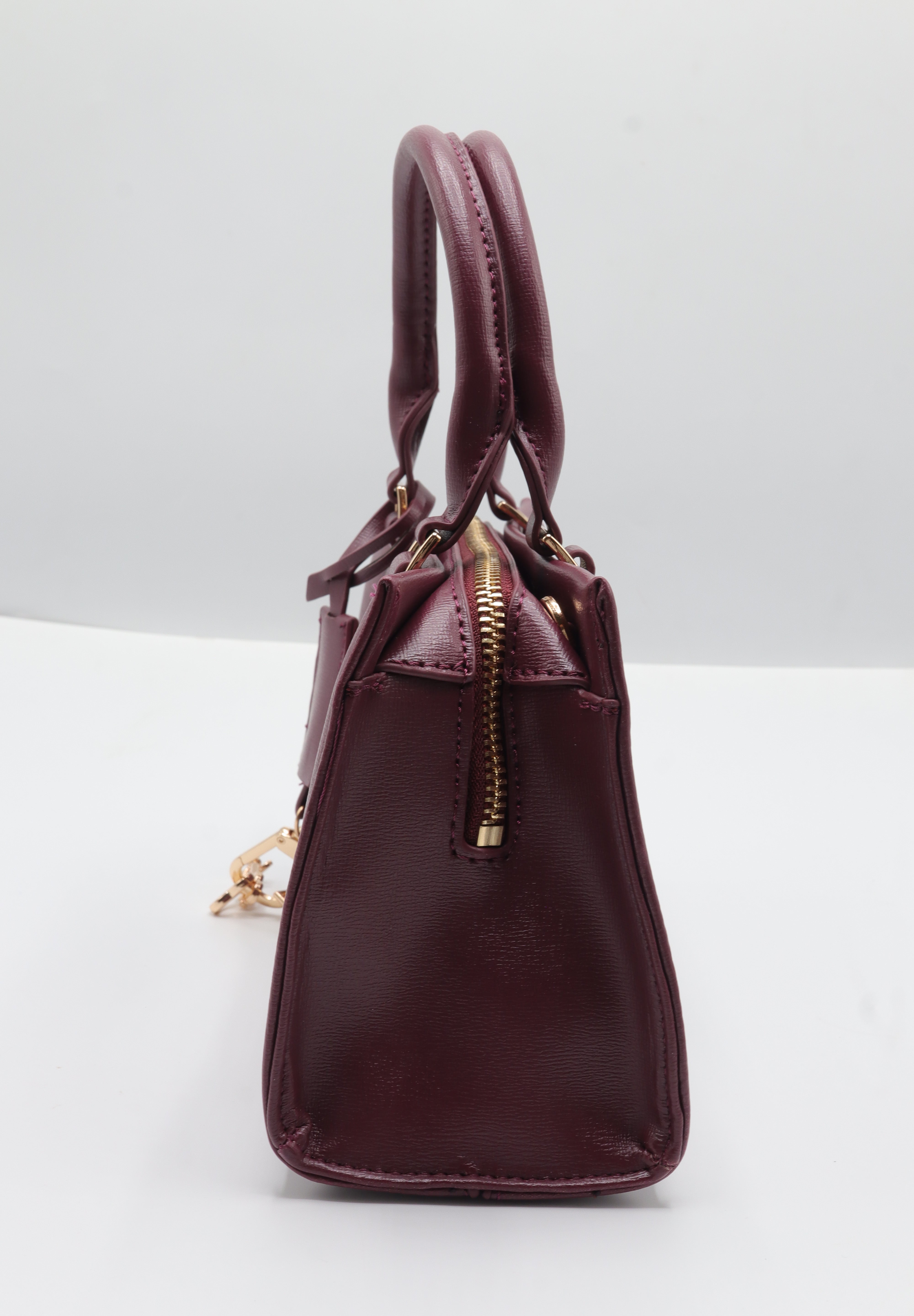 Charles & Keith City Tote | Deep Burgundy & Gold
