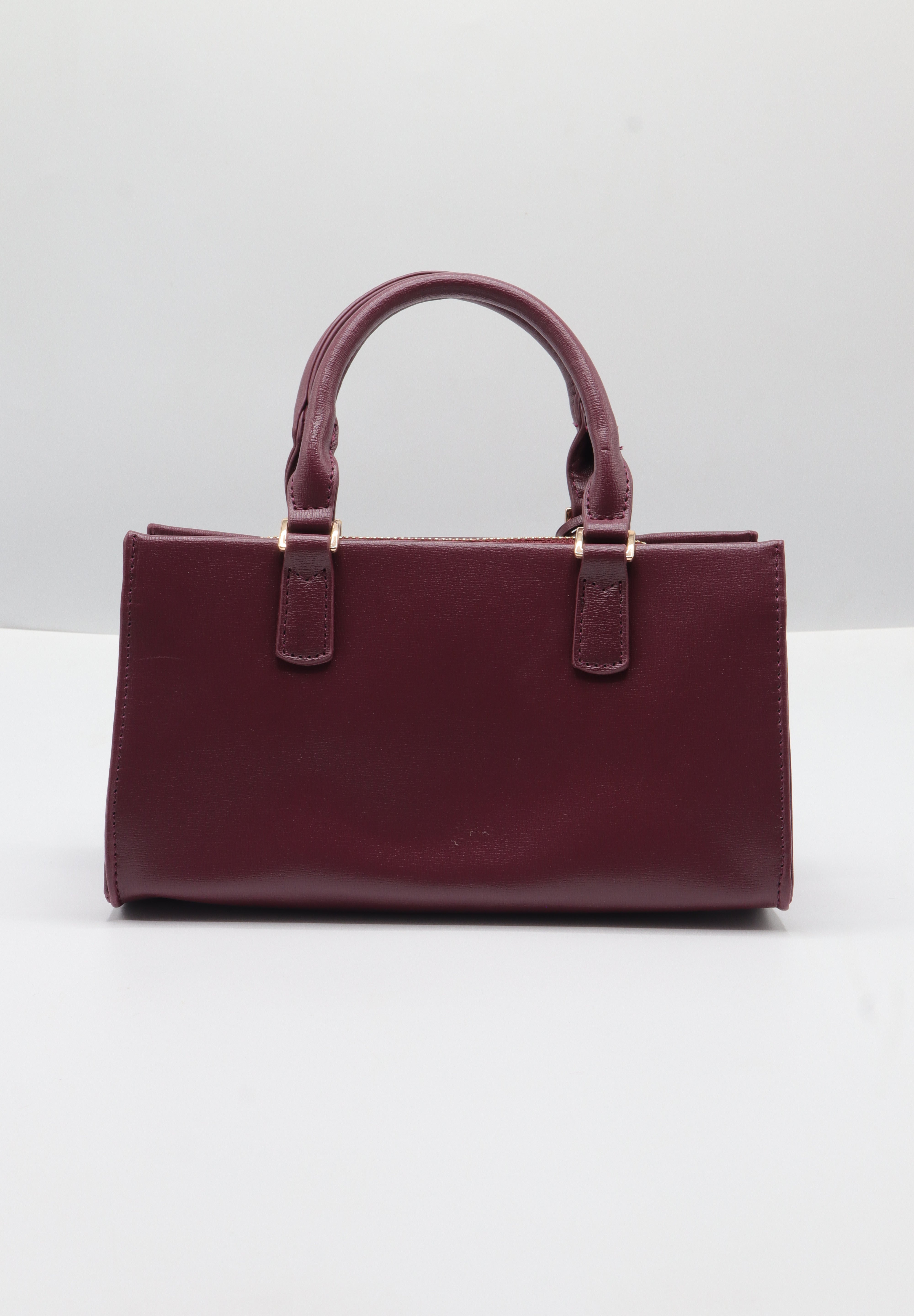 Charles & Keith City Tote | Deep Burgundy & Gold