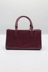 Charles & Keith City Tote | Deep Burgundy & Gold