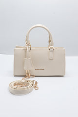 Charles & Keith City Tote | Cream White & Gold