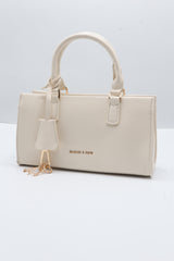 Charles & Keith City Tote | Cream White & Gold