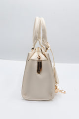 Charles & Keith City Tote | Cream White & Gold