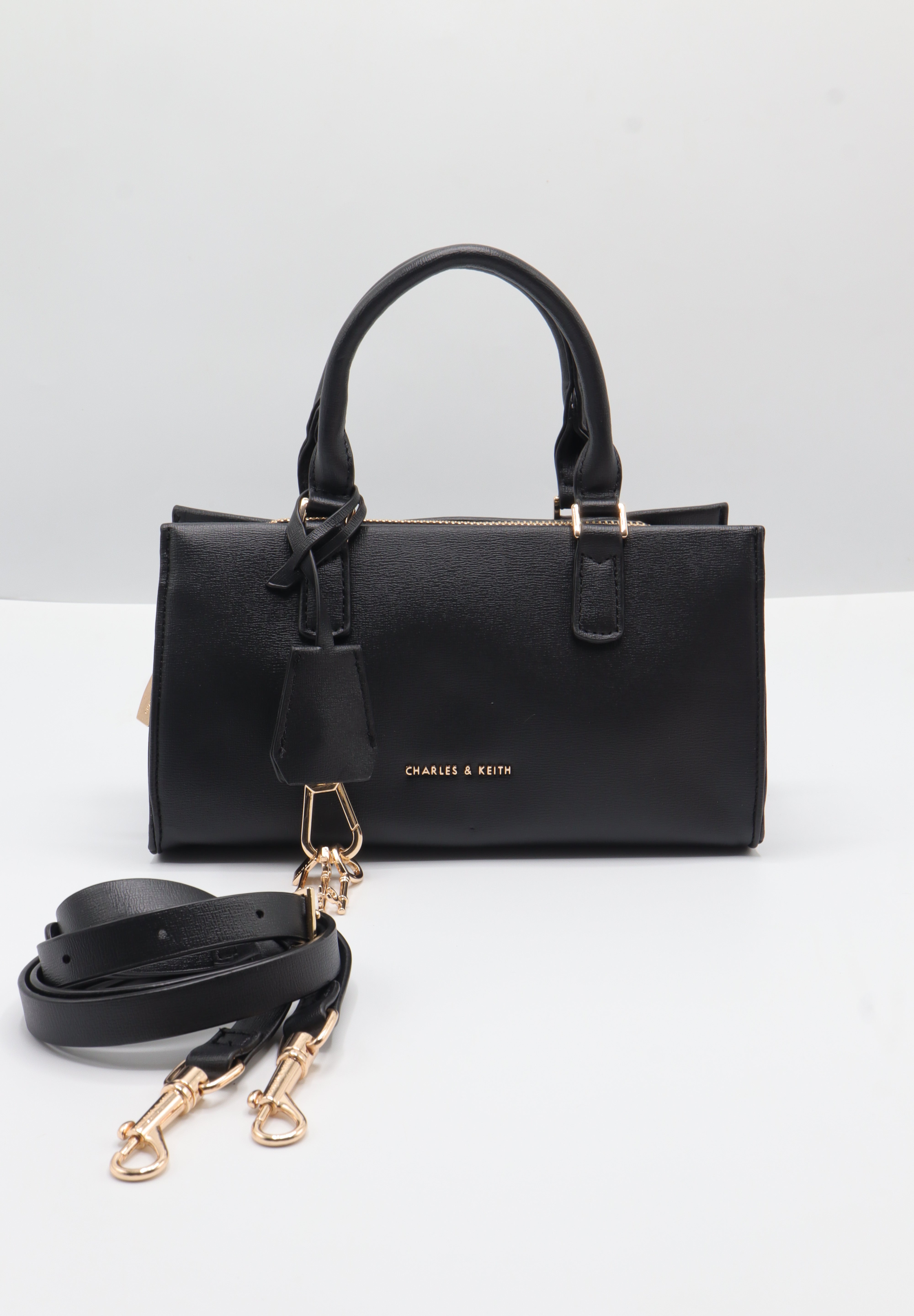 Charles & Keith City Tote | Classic Black & Gold