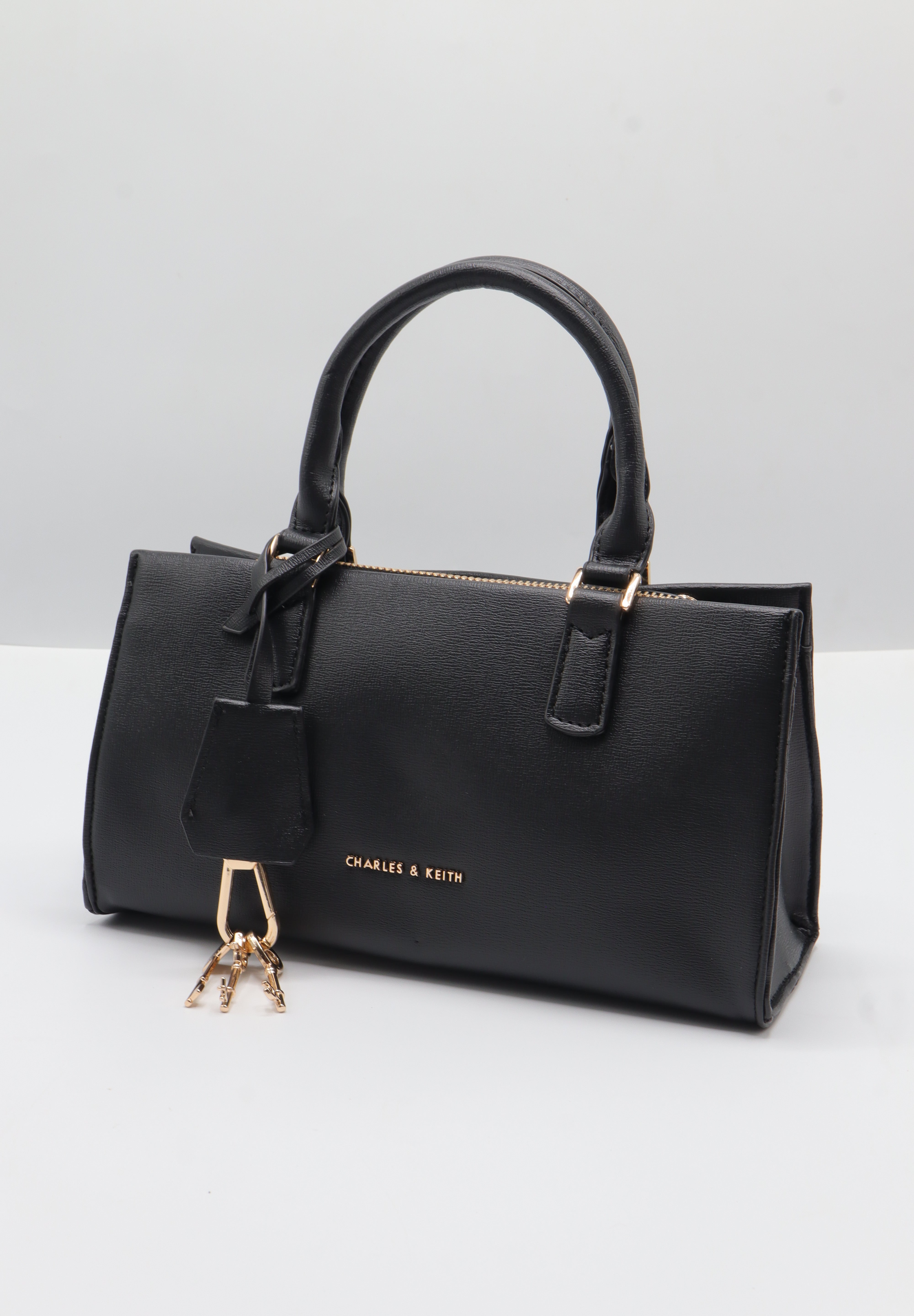Charles & Keith City Tote | Classic Black & Gold
