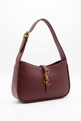 Saint Laurent LE 5 À 7 Leather Shoulder Bag | Burgundy & Gold