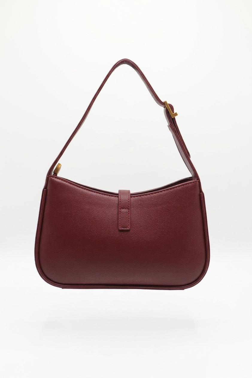 Saint Laurent LE 5 À 7 Leather Shoulder Bag | Burgundy & Gold