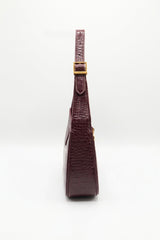 Saint Laurent LE 5 À 7 Croc-Embossed Bag | Burgundy & Gold