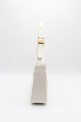 Saint Laurent LE 5 À 7 Croc-Embossed Bag | White & Gold