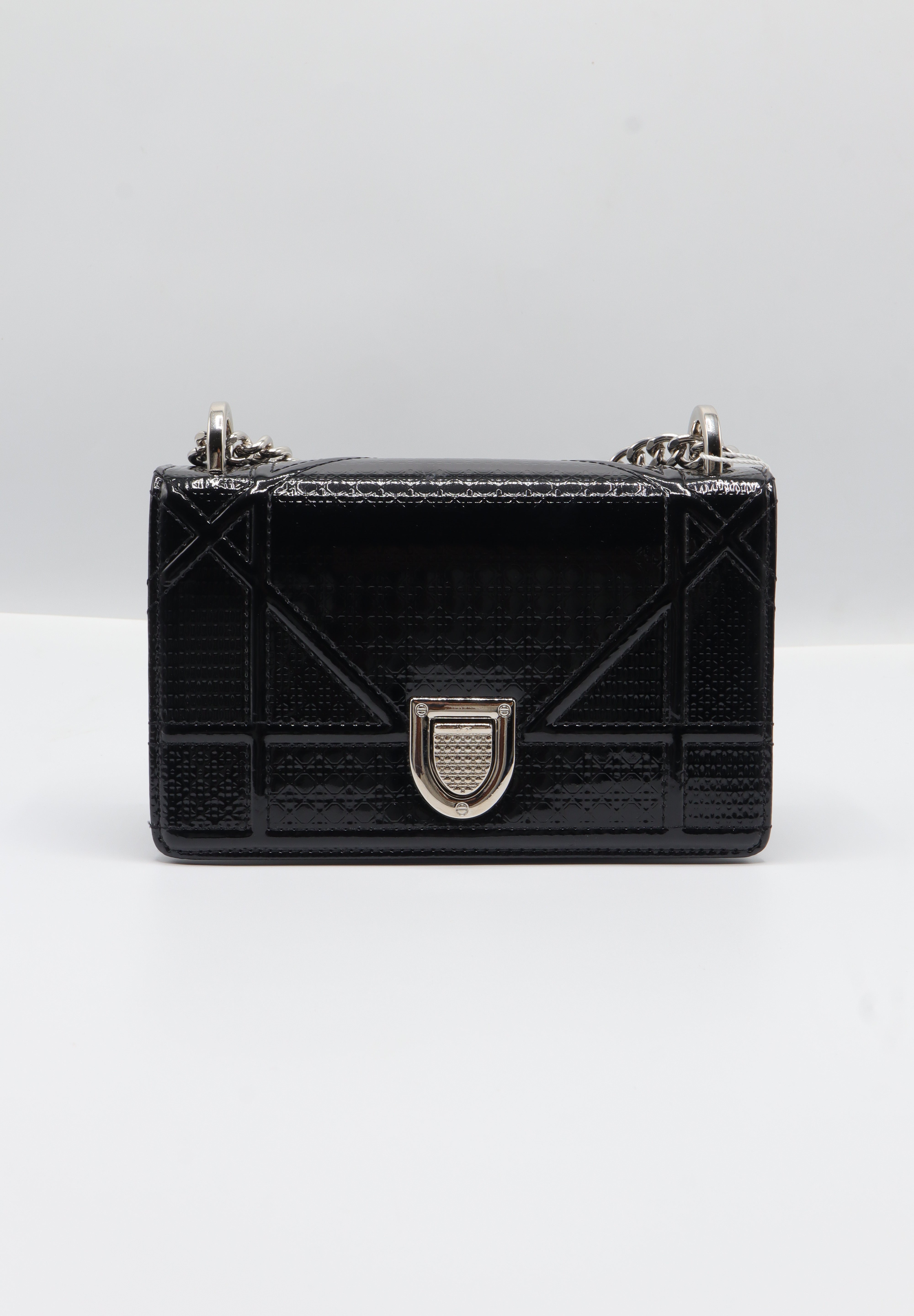 Christian Dior Diorama Bag | Black Patent Micro-Cannage