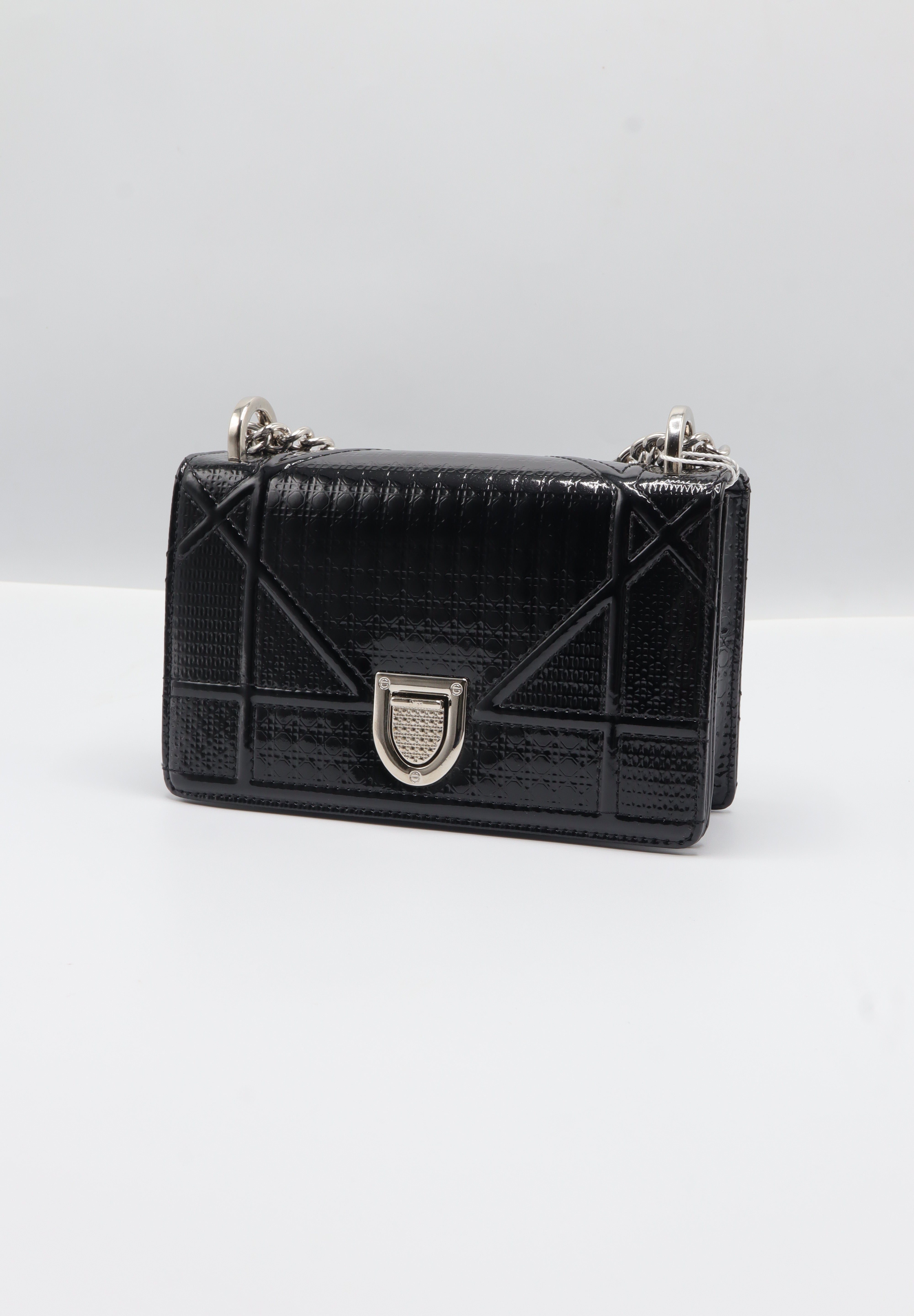 Christian Dior Diorama Bag | Black Patent Micro-Cannage