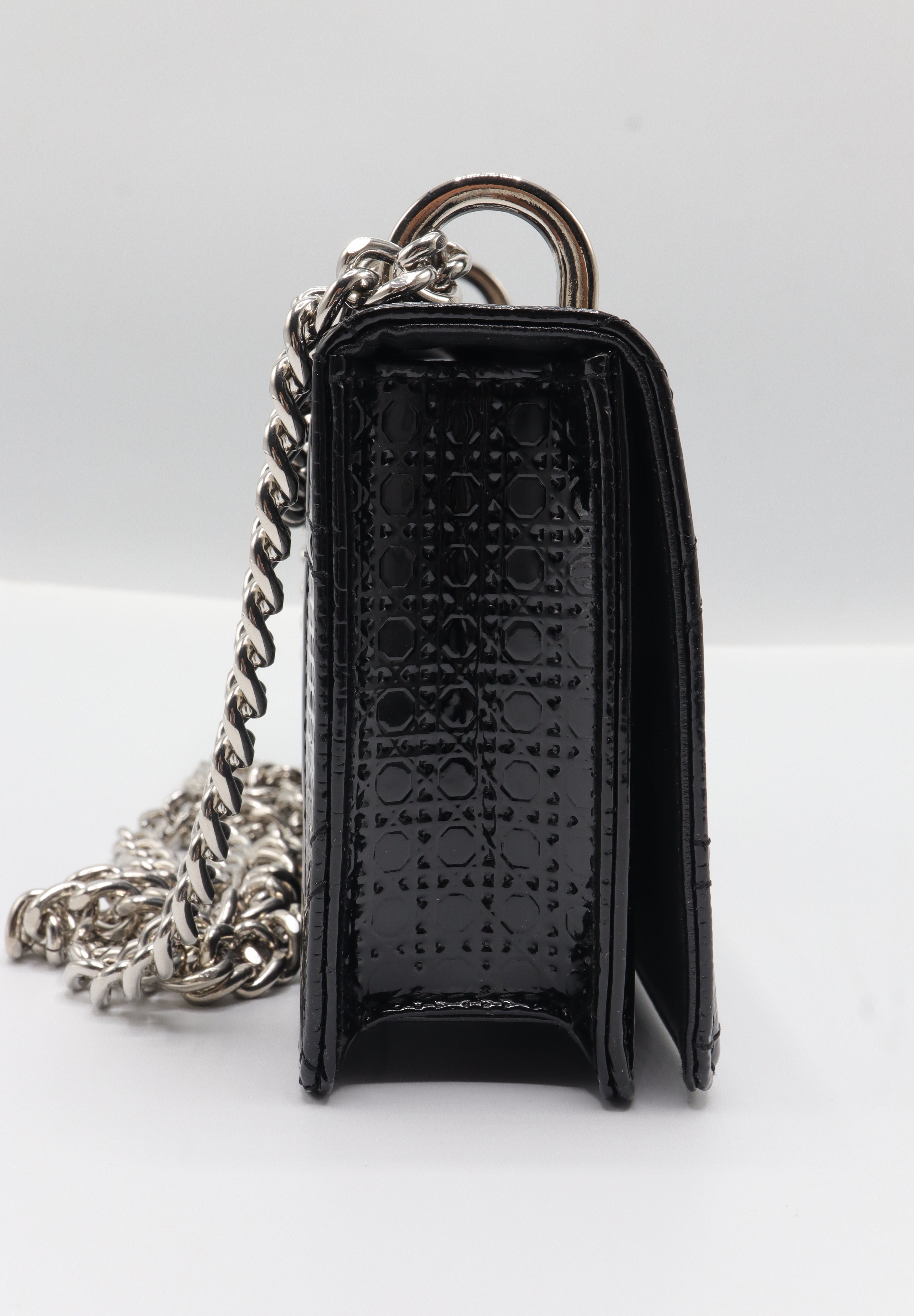 Christian Dior Diorama Bag | Black Patent Micro-Cannage