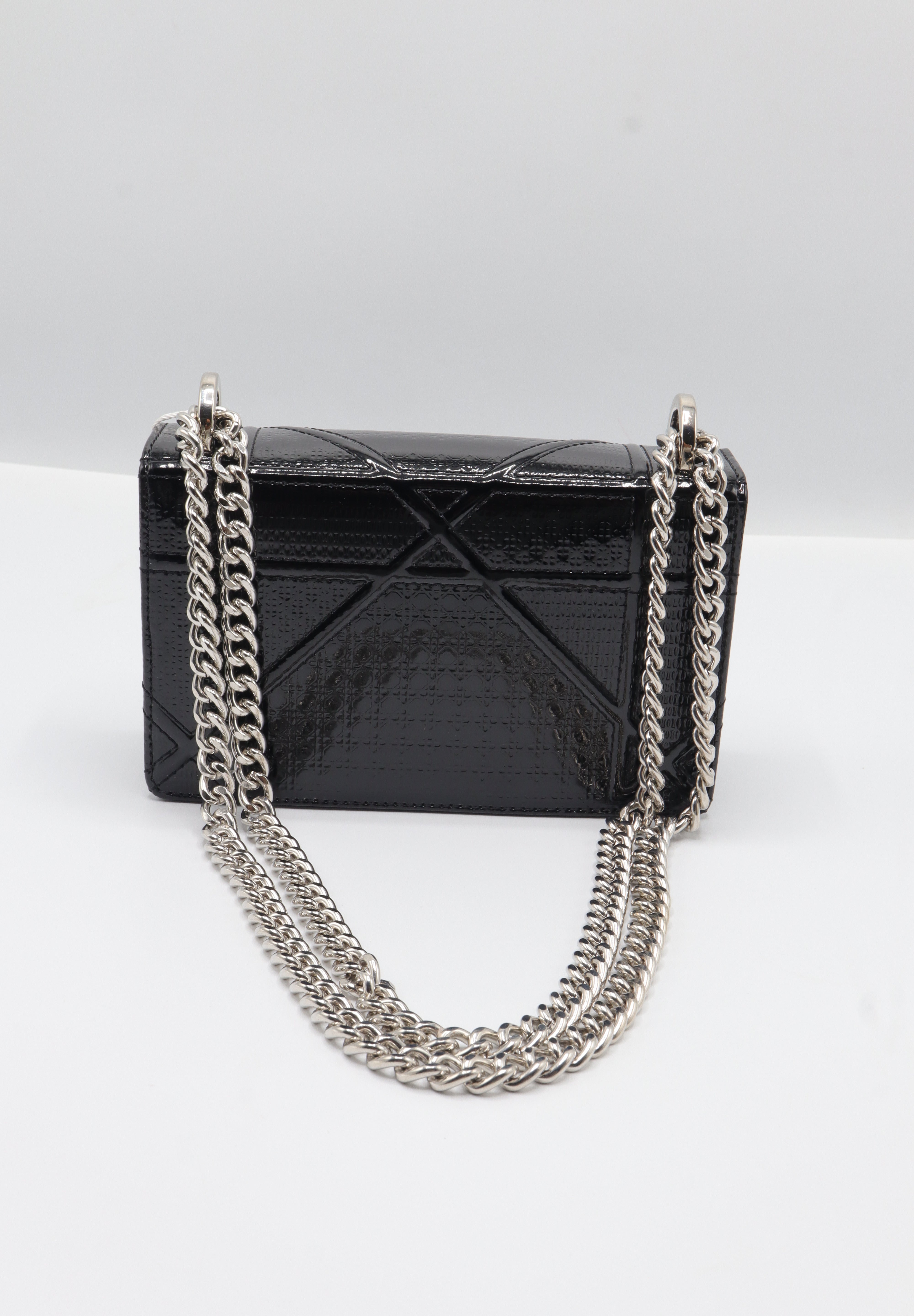 Christian Dior Diorama Bag | Black Patent Micro-Cannage