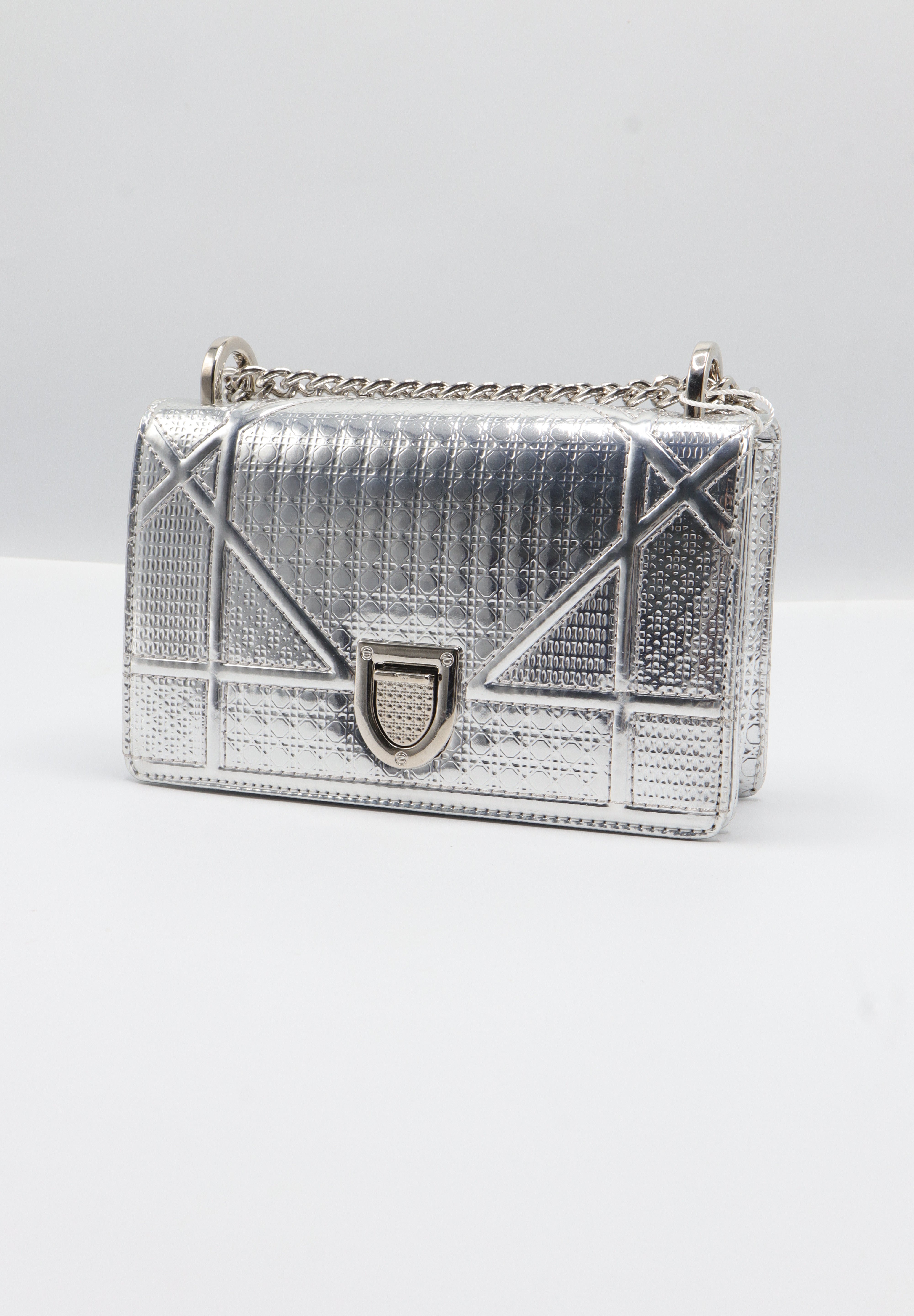 Christian Dior Diorama Bag | Metallic Silver Micro-Cannage