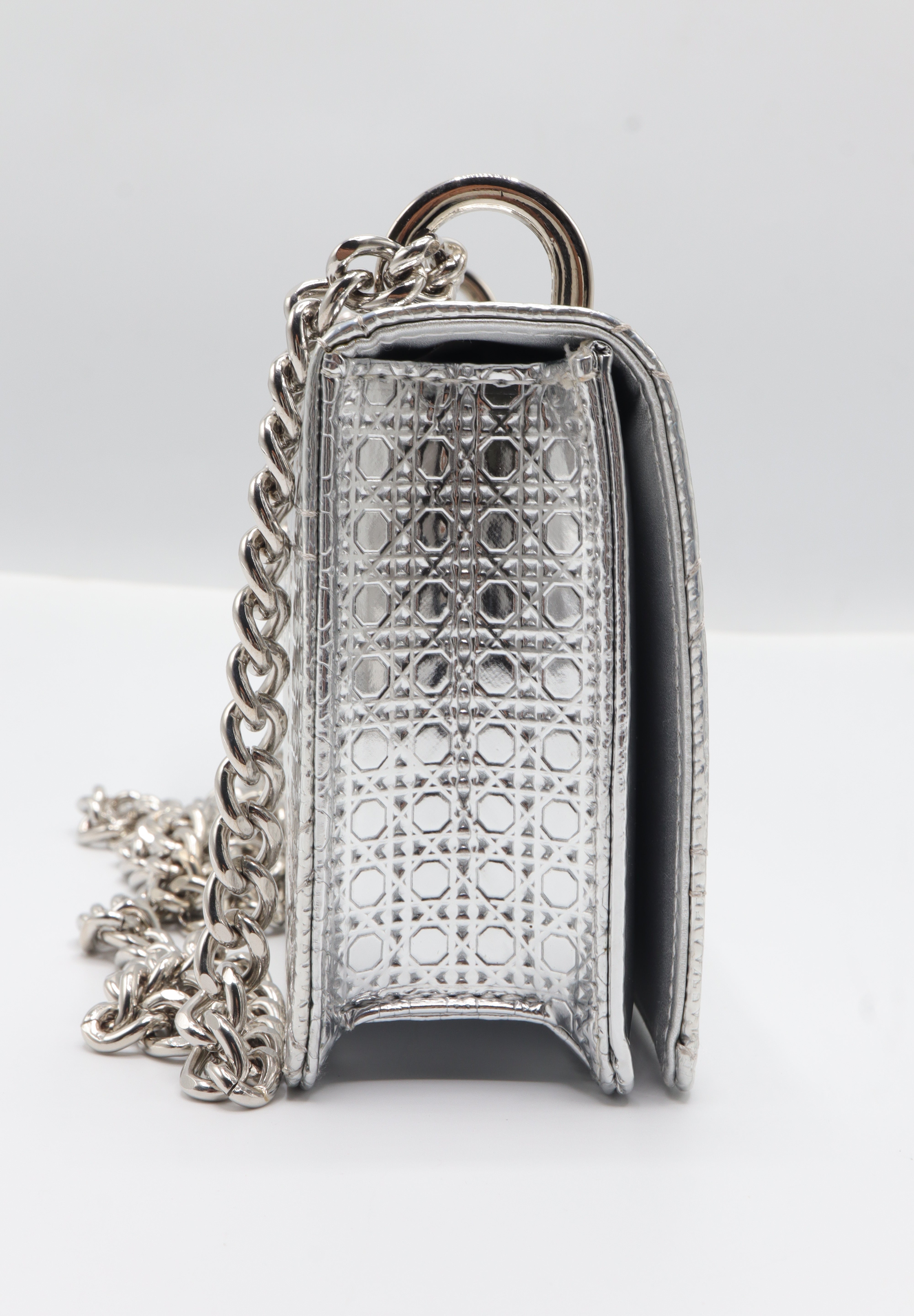 Christian Dior Diorama Bag | Metallic Silver Micro-Cannage