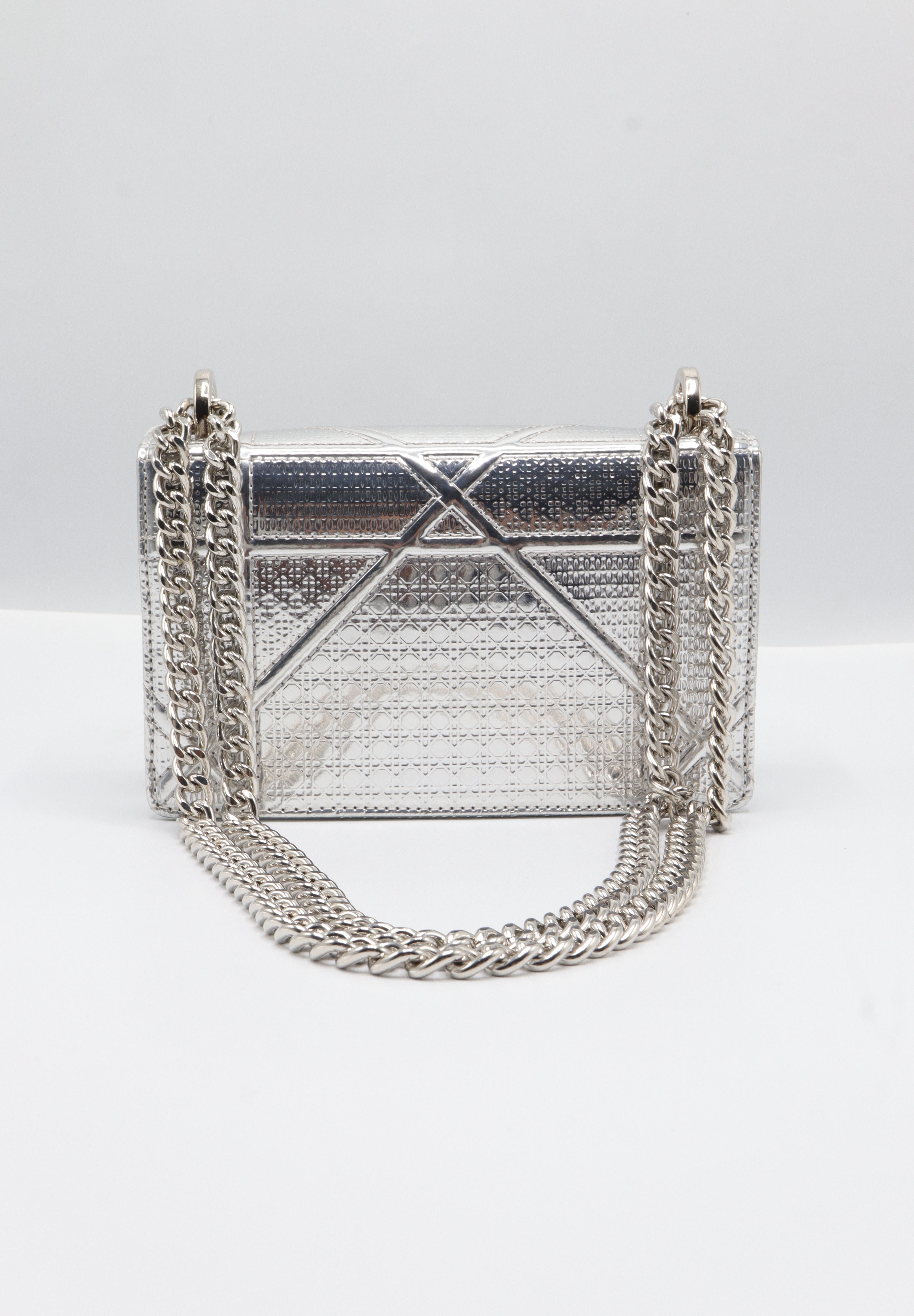 Christian Dior Diorama Bag | Metallic Silver Micro-Cannage