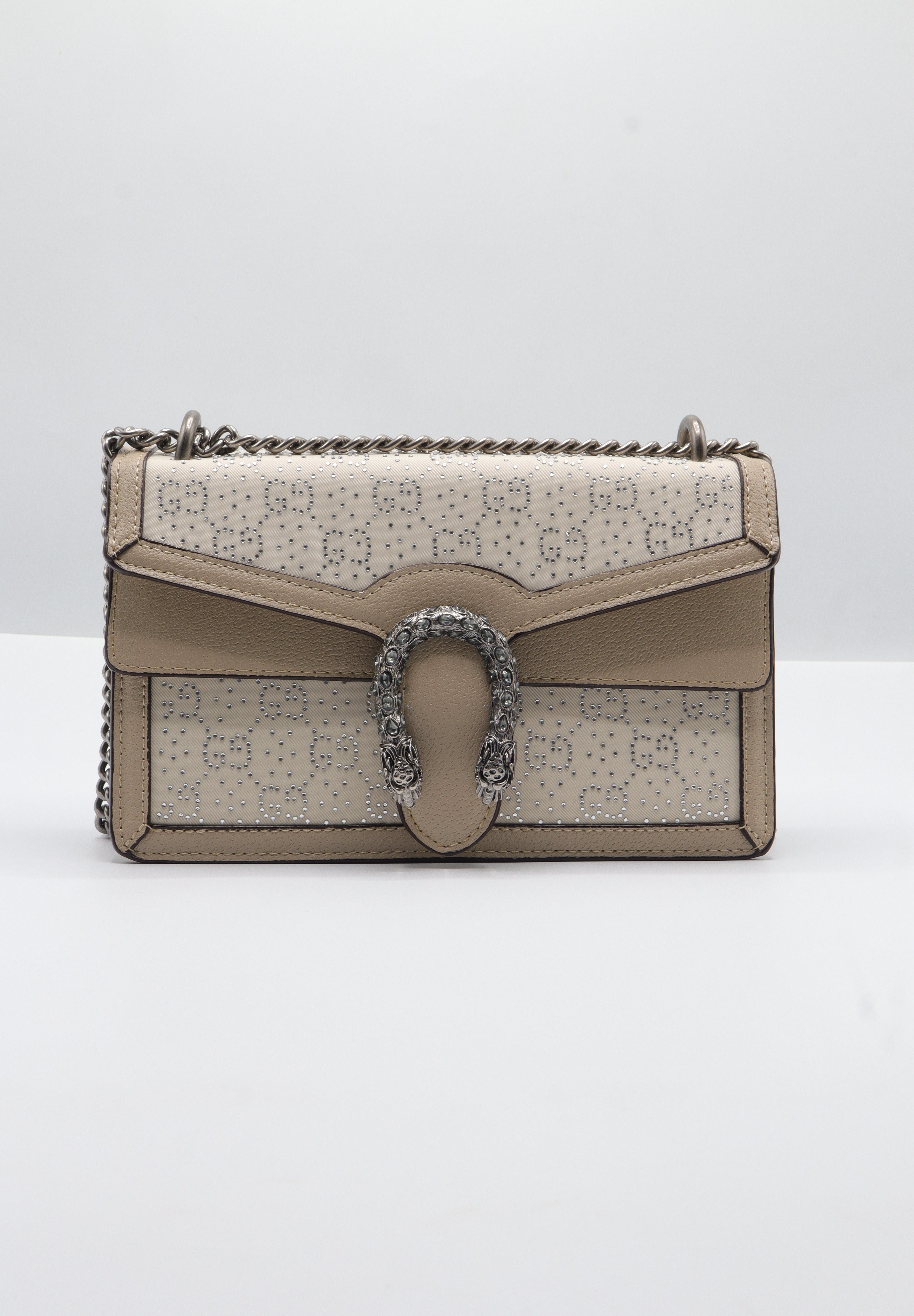 Gucci Dionysus Crystal GG Bag | Neutral Taupe Leather