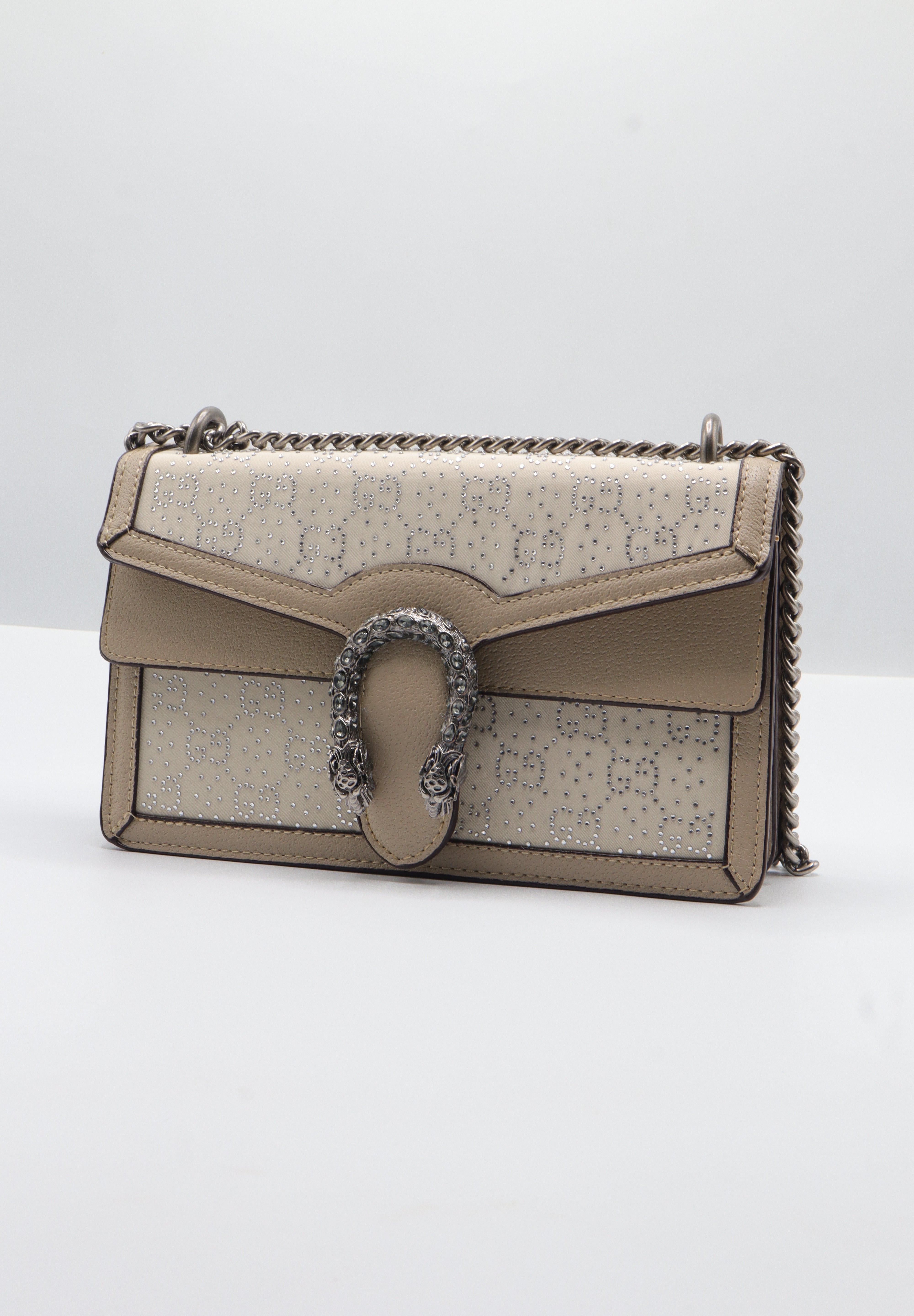 Gucci Dionysus Crystal GG Bag | Neutral Taupe Leather
