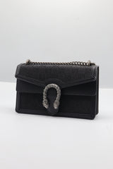 Gucci Dionysus Crystal GG Bag | Black Leather & Antique Silver