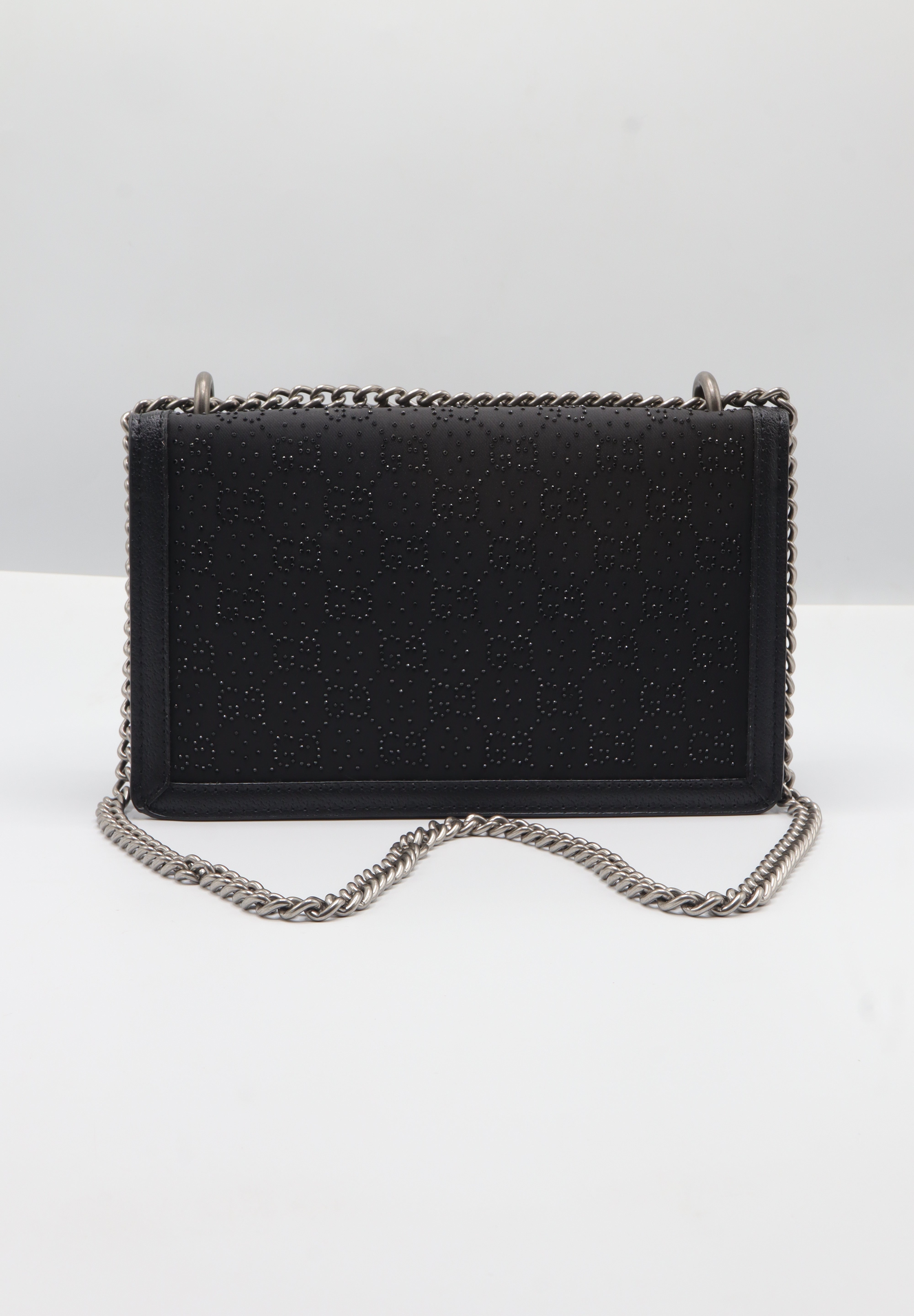 Gucci Dionysus Crystal GG Bag | Black Leather & Antique Silver