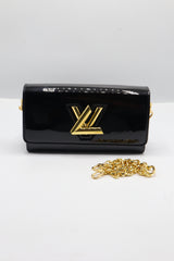 Louis Vuitton Twist Chain Wallet | Black Patent Leather