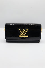 Louis Vuitton Twist Chain Wallet | Black Patent Leather
