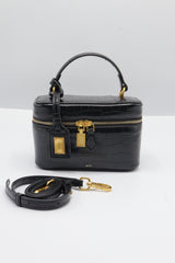 JW PEI Joy Vanity Bag | Black Croc-Embossed Vegan Leather
