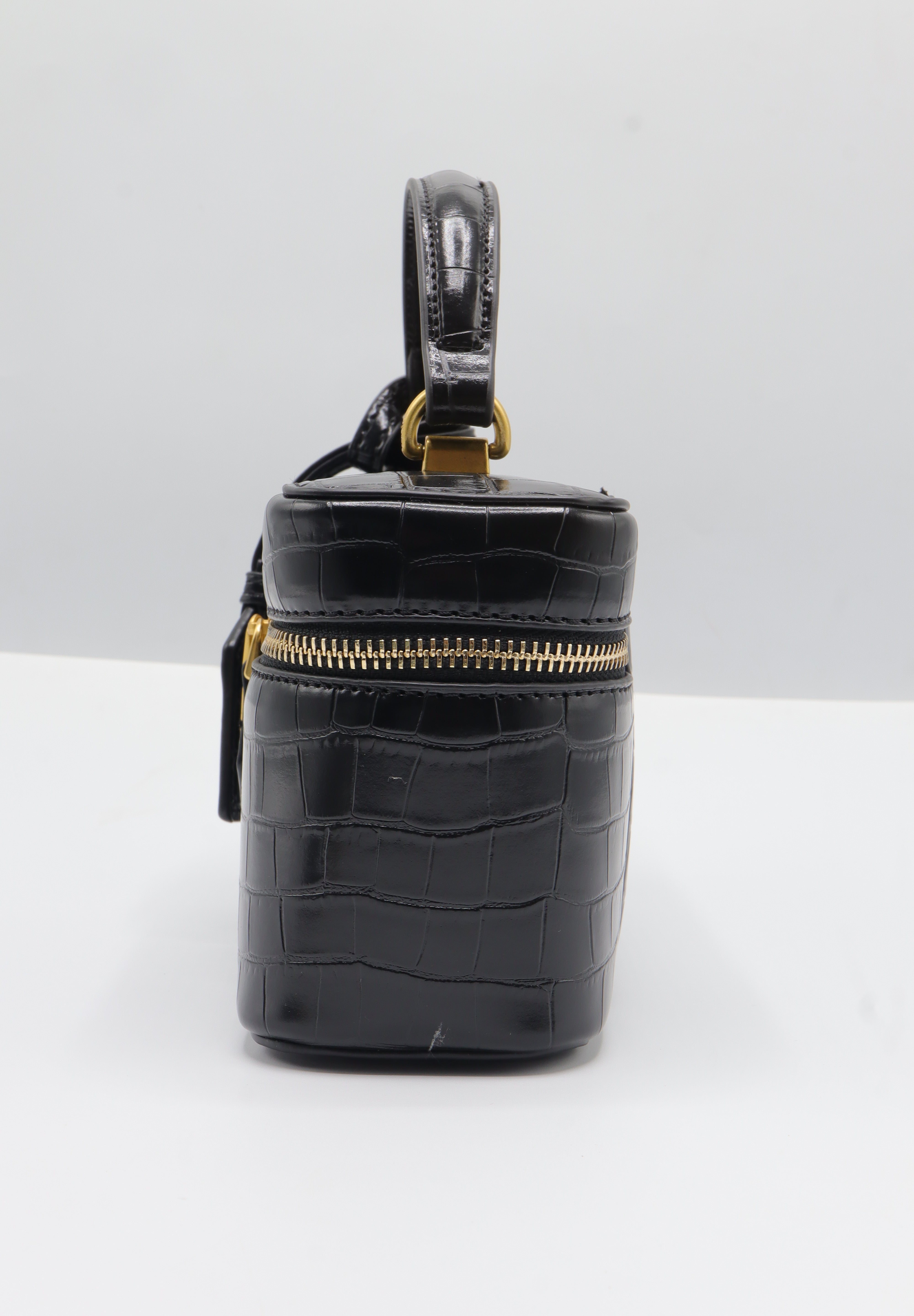 JW PEI Joy Vanity Bag | Black Croc-Embossed Vegan Leather
