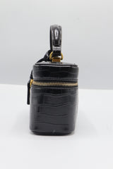 JW PEI Joy Vanity Bag | Black Croc-Embossed Vegan Leather