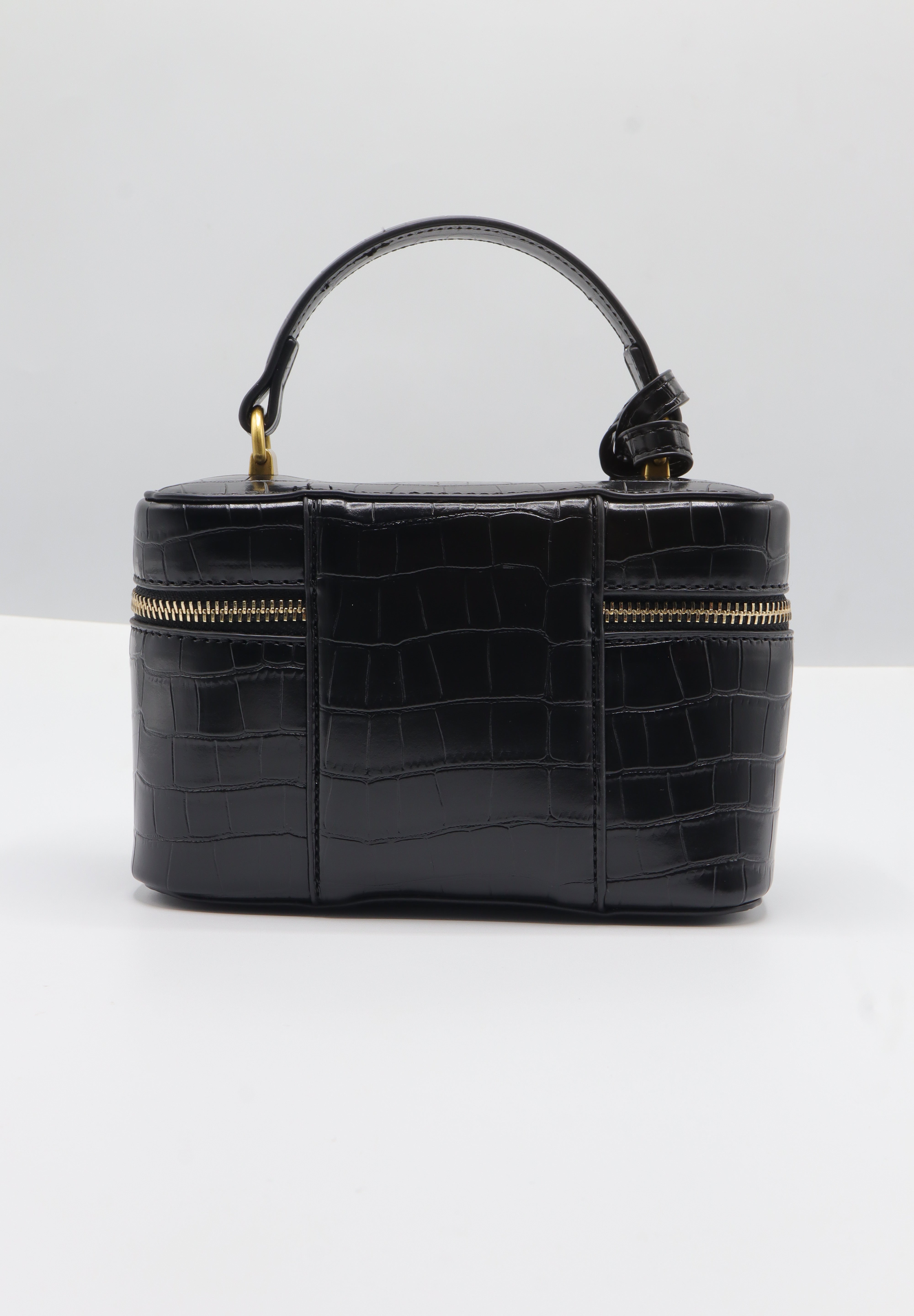 JW PEI Joy Vanity Bag | Black Croc-Embossed Vegan Leather