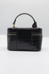 JW PEI Joy Vanity Bag | Black Croc-Embossed Vegan Leather