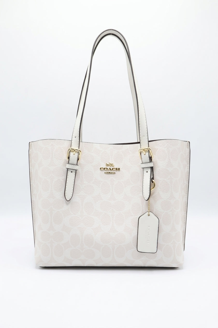 Coach Mollie Tote 25 in Signature Canvas | Chalk White & Gold