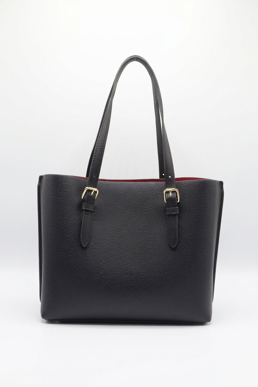 Coach Mollie Tote 25 Leather Bag | Classic Black & Gold