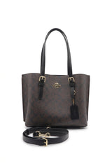 Coach Mollie Tote 25 Signature Canvas | Brown Black & Gold