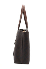 Coach Mollie Tote 25 Signature Canvas | Brown Black & Gold