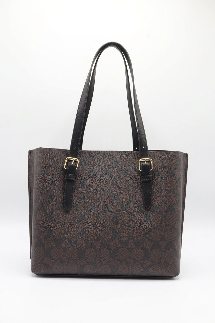 Coach Mollie Tote 25 Signature Canvas | Brown Black & Gold
