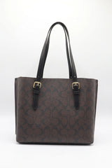 Coach Mollie Tote 25 Signature Canvas | Brown Black & Gold