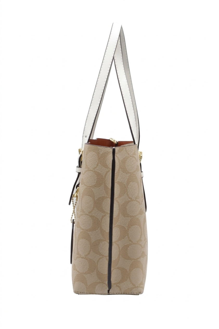 Coach Mollie Tote 25 in Signature Canvas | Light Khaki & Chalk