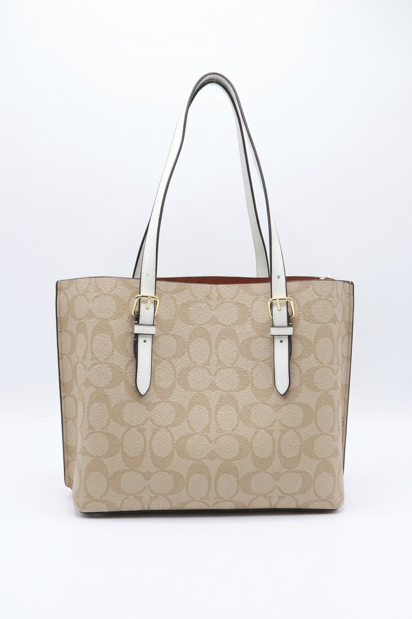 Coach Mollie Tote 25 in Signature Canvas | Light Khaki & Chalk