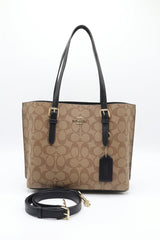 Coach Mollie Tote 25 Signature Canvas | Khaki Black & Gold
