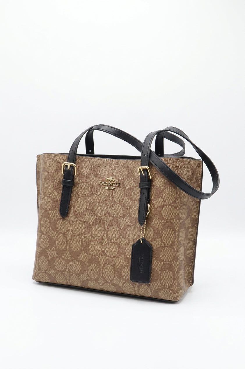 Coach Mollie Tote 25 Signature Canvas | Khaki Black & Gold