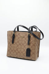 Coach Mollie Tote 25 Signature Canvas | Khaki Black & Gold