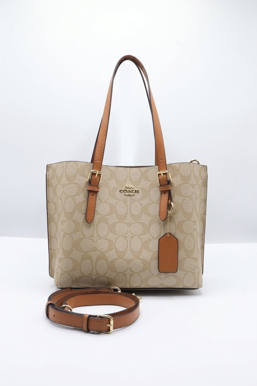 Coach Mollie Tote 25 in Signature Canvas | Light Khaki & Saddle