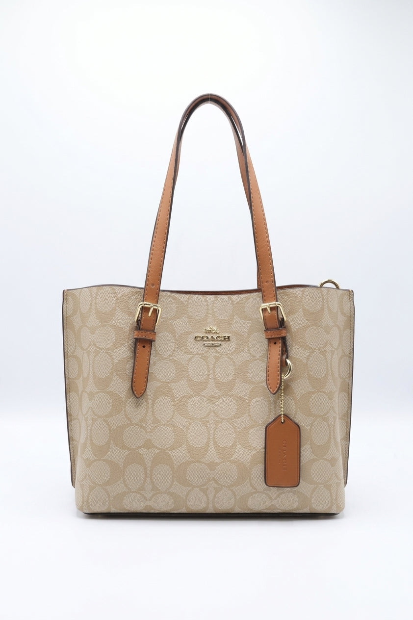 Coach Mollie Tote 25 in Signature Canvas | Light Khaki & Saddle