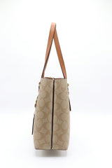 Coach Mollie Tote 25 in Signature Canvas | Light Khaki & Saddle