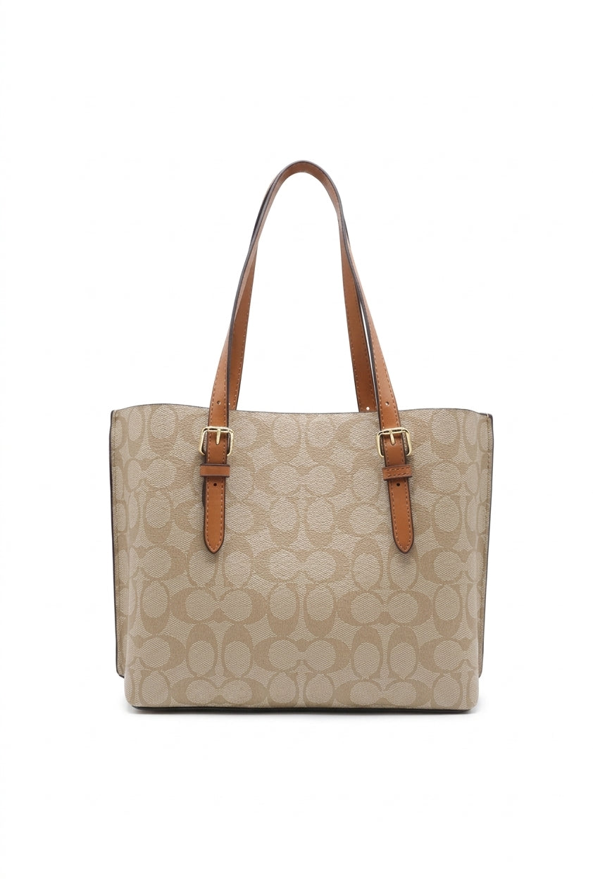 Coach Mollie Tote 25 in Signature Canvas | Light Khaki & Saddle