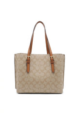 Coach Mollie Tote 25 in Signature Canvas | Light Khaki & Saddle