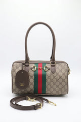 Gucci Horsebit 1955 Boston Bag | GG Supreme & Web Stripe