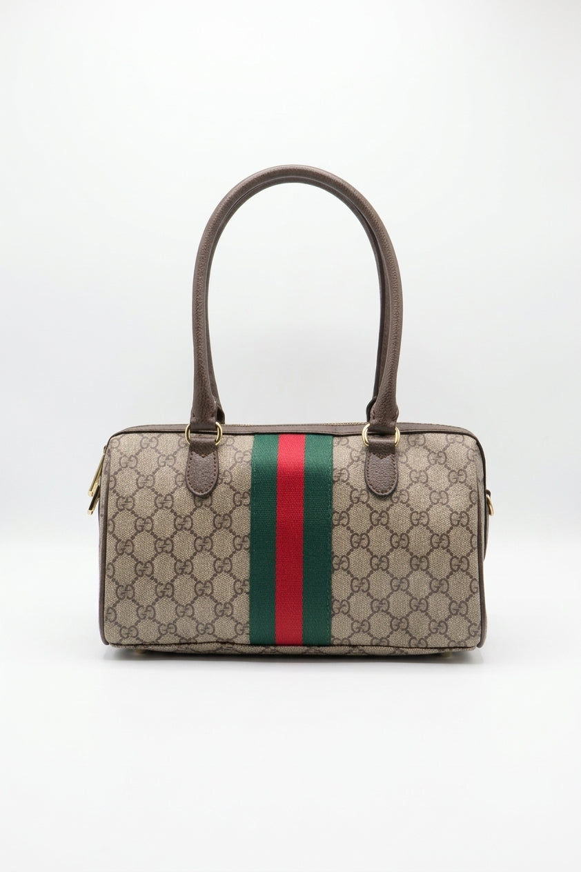 Gucci Horsebit 1955 Boston Bag | GG Supreme & Web Stripe